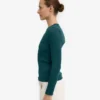 Camiseta de manga larga de punto acanalado orgánica para mujer - Verde océano