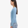 Camiseta de manga larga de punto elástico orgánica para mujer - Azul mar