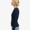 Camiseta de manga larga de punto elástico orgánica para mujer - Azul marino