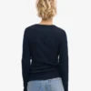 Camiseta de manga larga de punto elástico orgánica para mujer - Azul marino