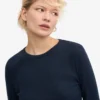 Camiseta de manga larga de punto elástico orgánica para mujer - Azul marino