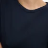Camiseta de manga larga de punto elástico orgánica para mujer - Azul marino