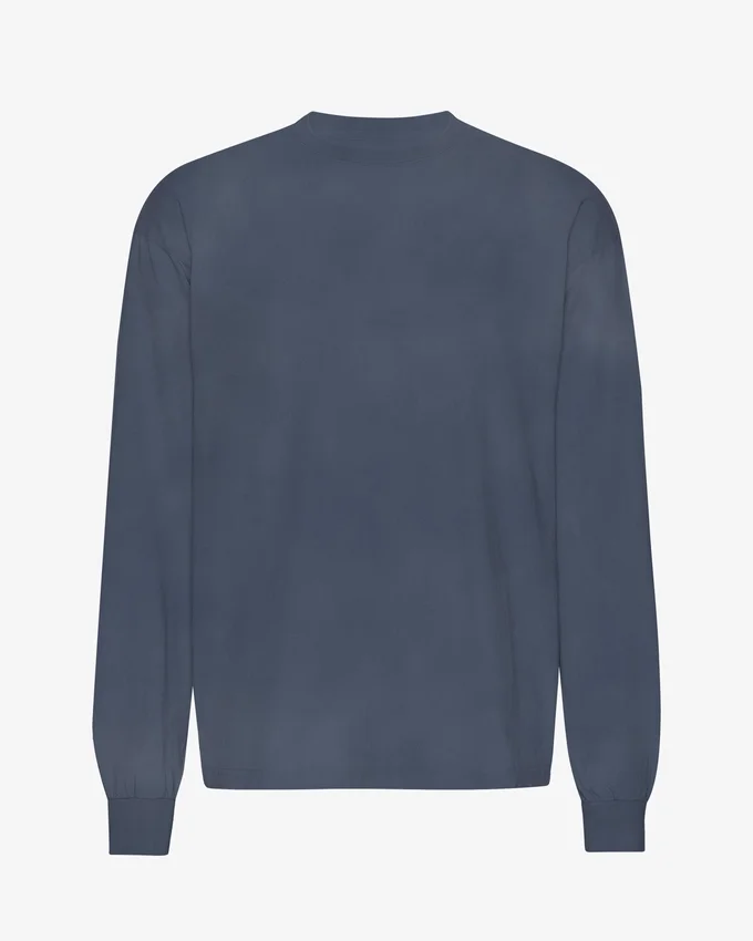 Camiseta de manga larga orgánica oversize - Azul Neptuno