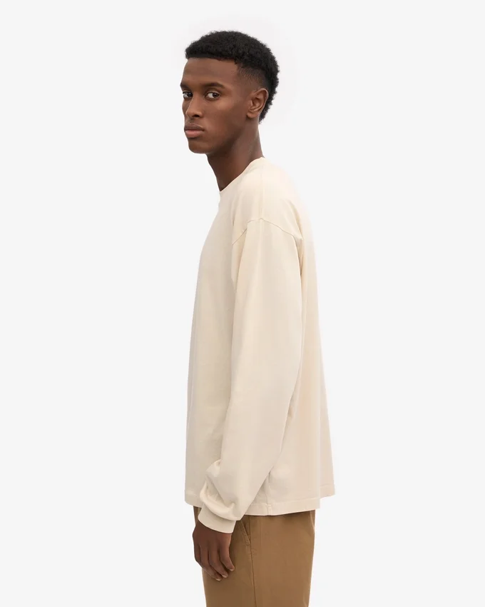 Camiseta de manga larga orgánica oversize - Blanco marfil