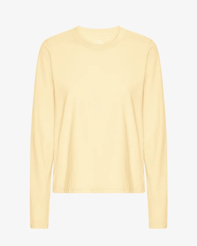 Camiseta de manga larga orgánica para mujer - Amarillo suave
