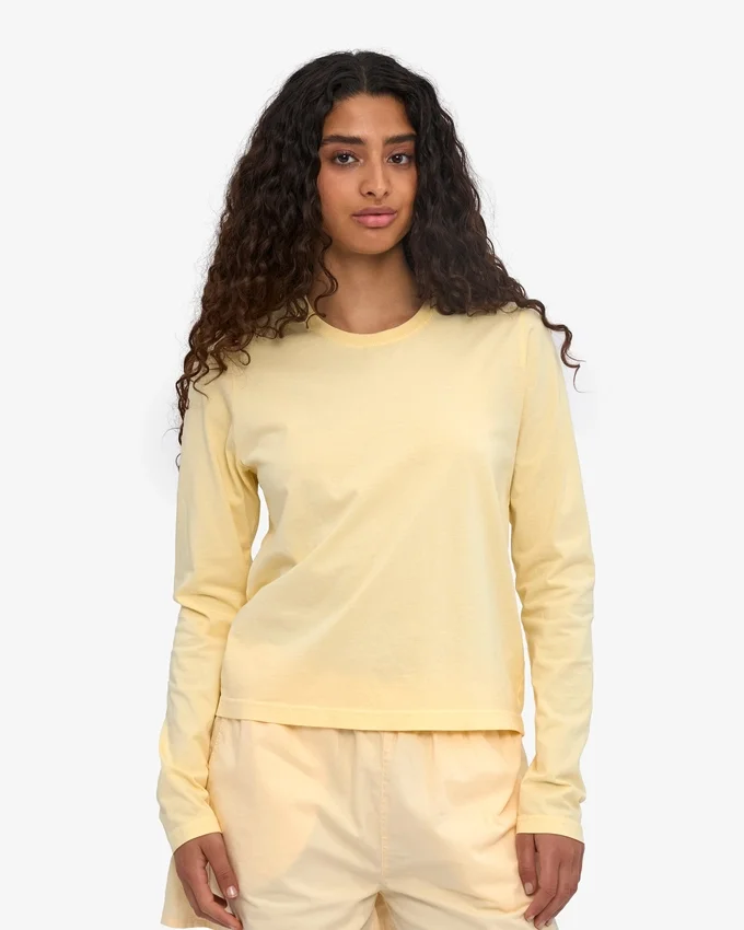 Camiseta de manga larga orgánica para mujer - Amarillo suave