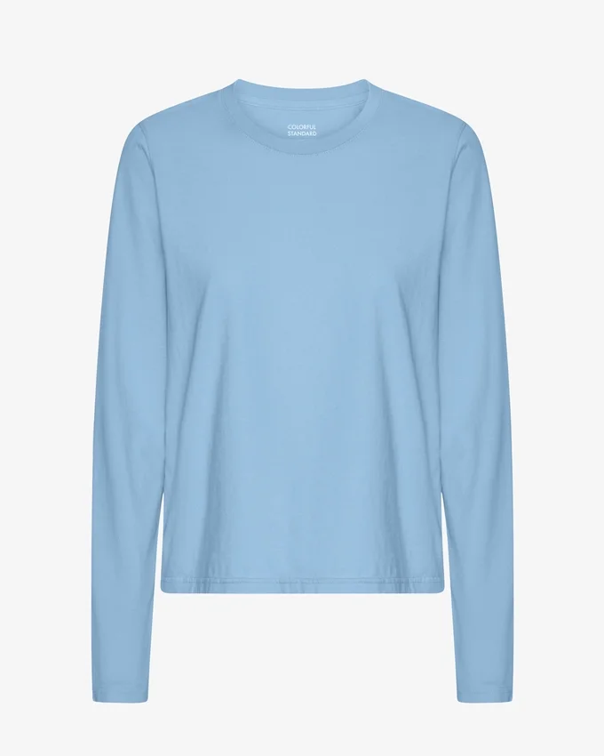 Camiseta de manga larga orgánica para mujer - Azul mar