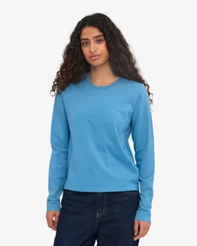 Camiseta de manga larga orgánica para mujer – Azul mar