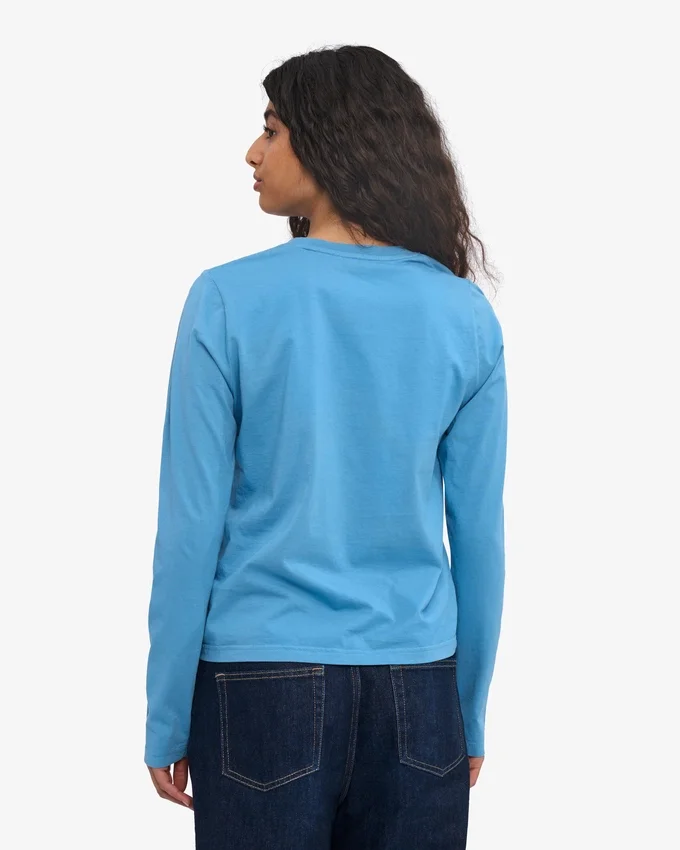 Camiseta de manga larga orgánica para mujer - Azul mar