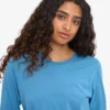 Camiseta de manga larga orgánica para mujer - Azul mar