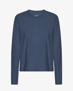 Camiseta de manga larga orgánica para mujer - Azul petróleo