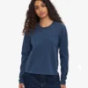 Camiseta de manga larga orgánica para mujer - Azul petróleo