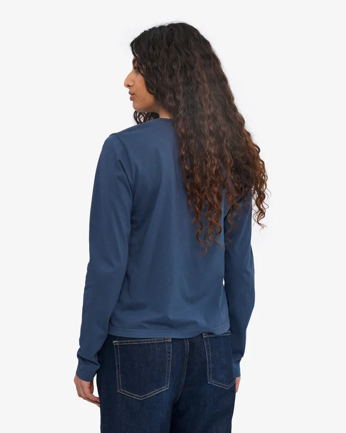 Camiseta de manga larga orgánica para mujer - Azul petróleo