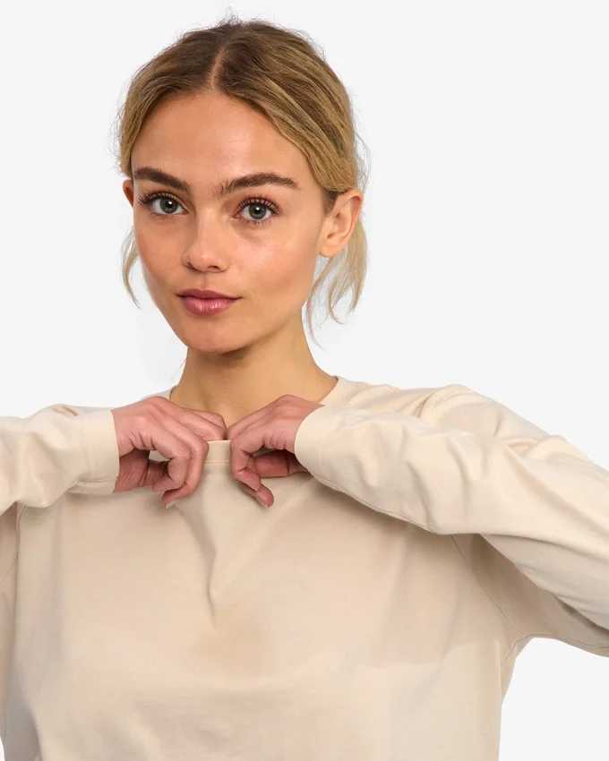 Camiseta de manga larga orgánica para mujer - Blanco marfil