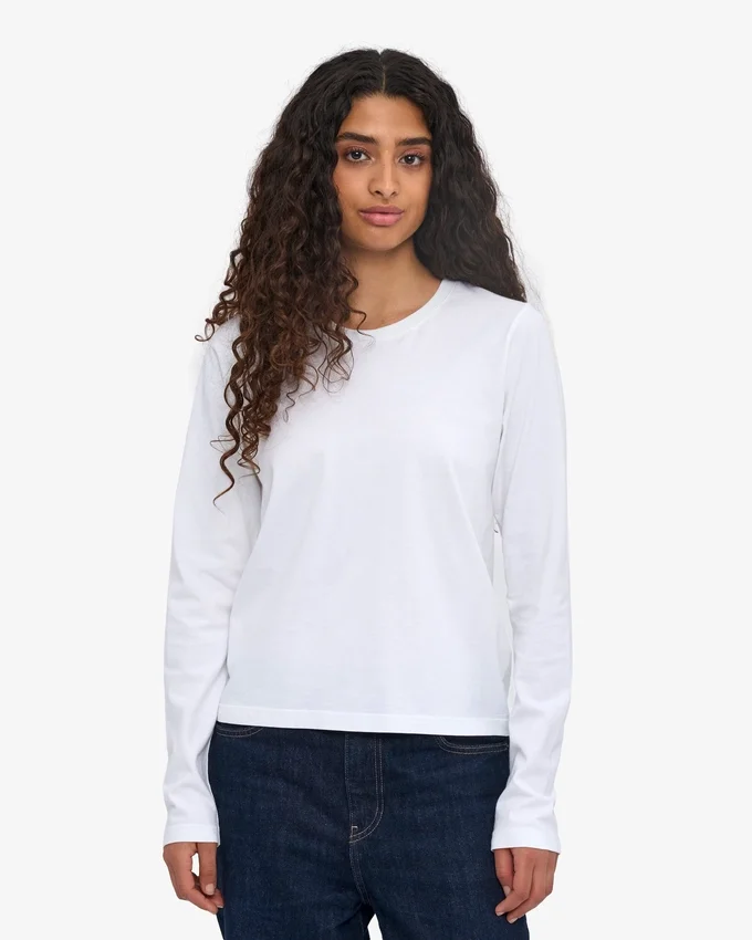 Camiseta de manga larga orgánica para mujer - Blanco óptico