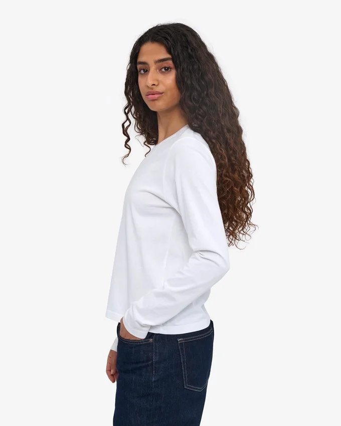Camiseta de manga larga orgánica para mujer - Blanco óptico