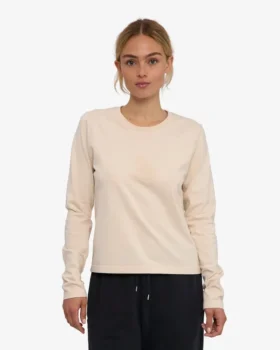 Camiseta de manga larga orgánica para mujer – Caqui descolorido