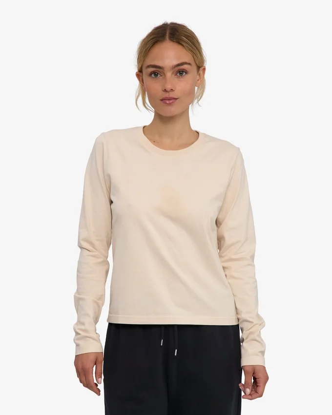 Camiseta de manga larga orgánica para mujer - Caqui descolorido