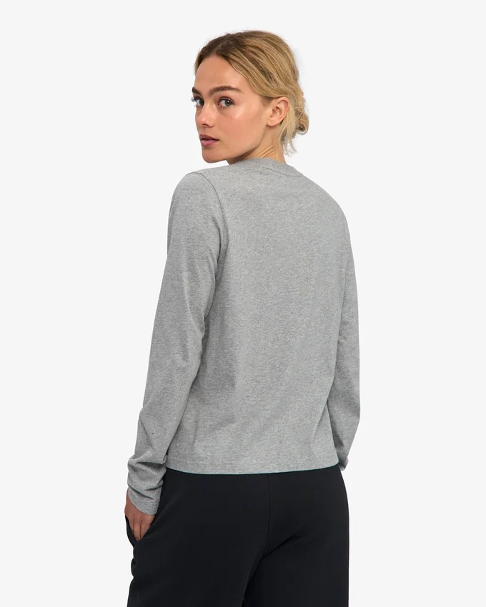 Camiseta de manga larga orgánica para mujer - Gris jaspeado