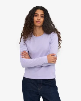 Camiseta de manga larga orgánica para mujer – Lavanda suave