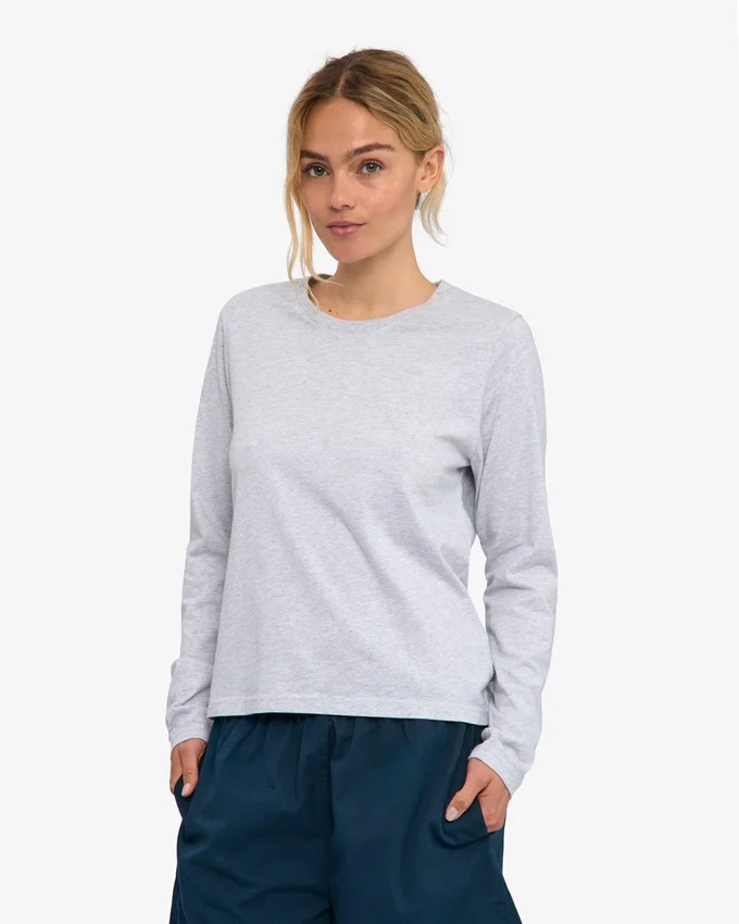 Camiseta de manga larga orgánica para mujer - Mezcla de colores nieve