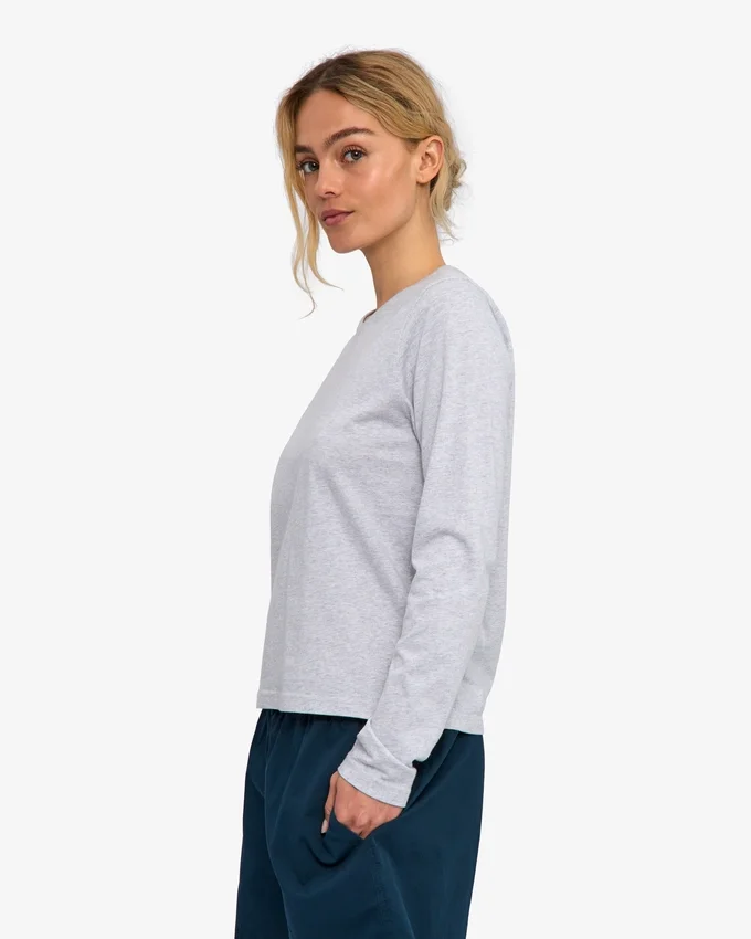 Camiseta de manga larga orgánica para mujer - Mezcla de colores nieve