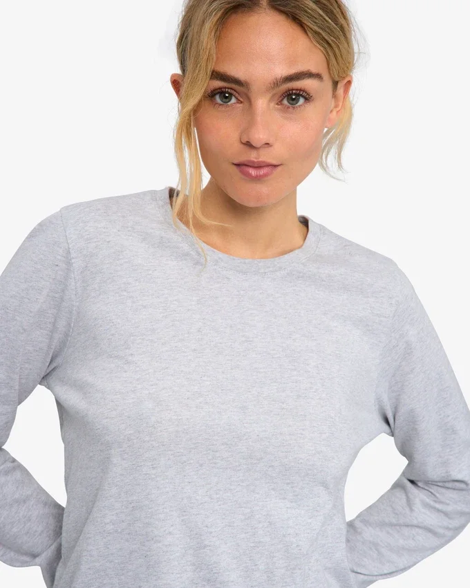 Camiseta de manga larga orgánica para mujer - Mezcla de colores nieve