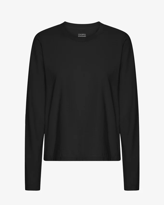 Camiseta de manga larga orgánica para mujer - Negro intenso