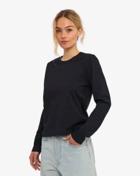 Camiseta de manga larga orgánica para mujer – Negro intenso