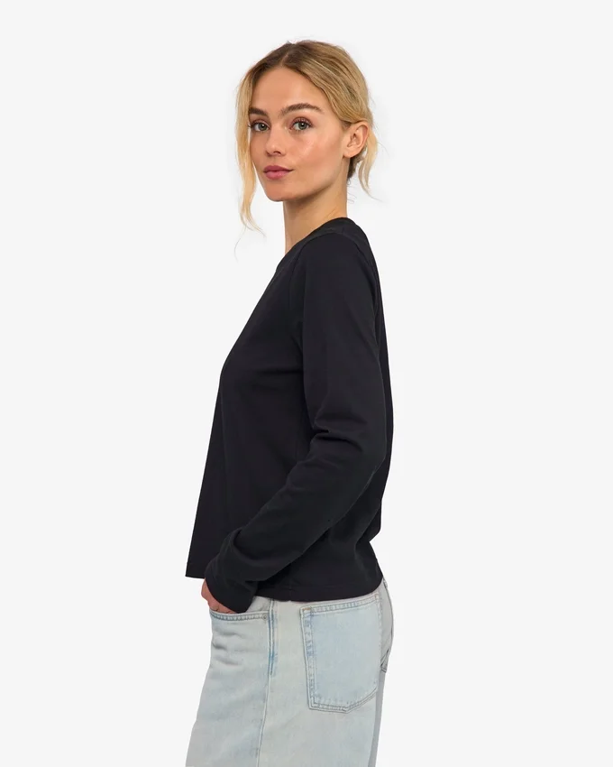 Camiseta de manga larga orgánica para mujer - Negro intenso