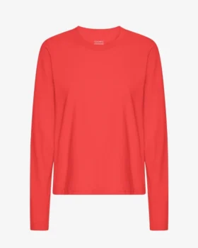 Camiseta de manga larga orgánica para mujer - Rojo mandarina