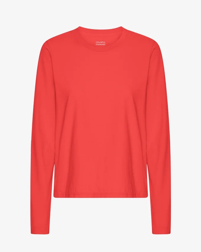 Camiseta de manga larga orgánica para mujer - Rojo mandarina