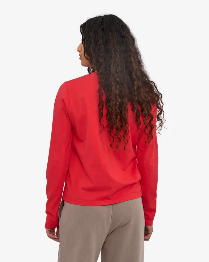 Camiseta de manga larga orgánica para mujer - Rojo mandarina
