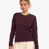 Camiseta de manga larga orgánica para mujer - Rojo sangre
