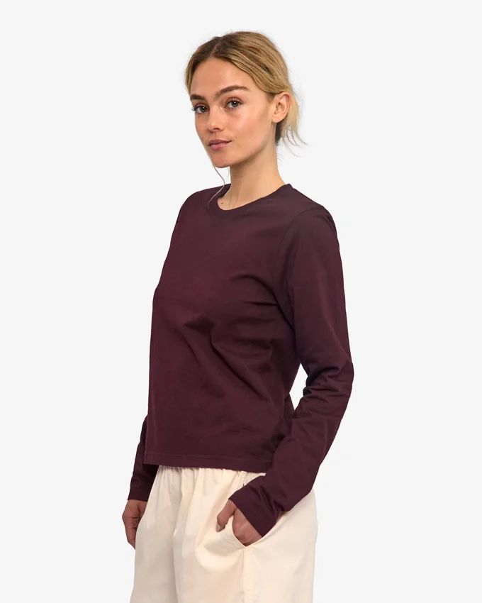 Camiseta de manga larga orgánica para mujer - Rojo sangre