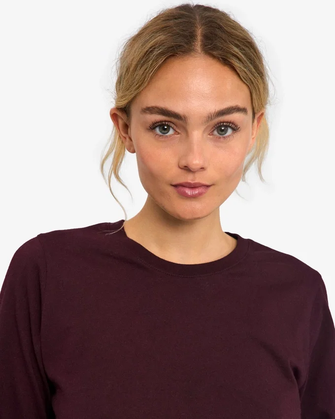 Camiseta de manga larga orgánica para mujer - Rojo sangre