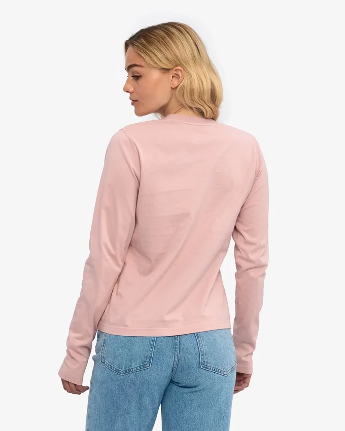 Camiseta de manga larga orgánica para mujer - Rosa descolorido