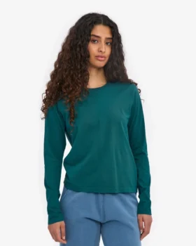 Camiseta de manga larga orgánica para mujer – Verde océano