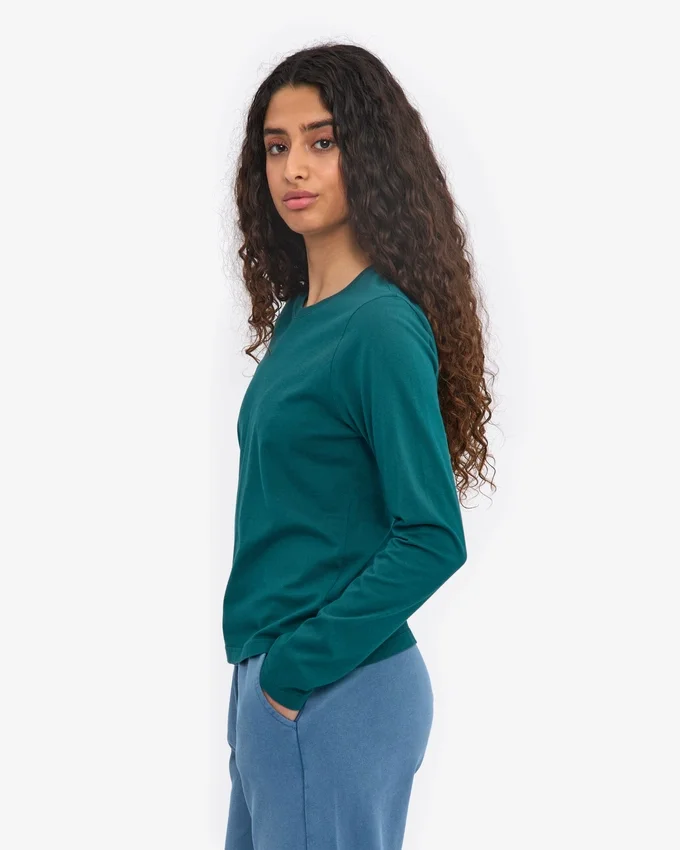 Camiseta de manga larga orgánica para mujer - Verde océano