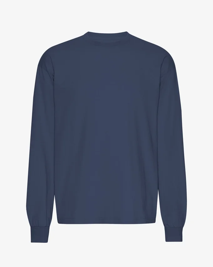 Camiseta de manga larga oversize de algodón orgánico - Azul petróleo