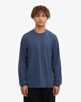 Camiseta de manga larga oversize de algodón orgánico – Azul petróleo