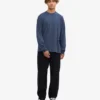 Camiseta de manga larga oversize de algodón orgánico - Azul petróleo