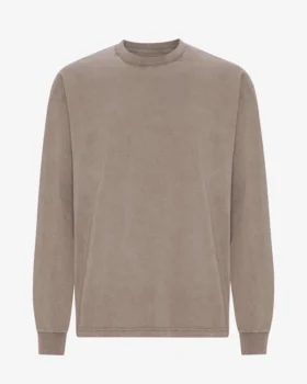 Camiseta de manga larga oversize de algodón orgánico - Caqui descolorido