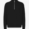 Camiseta de merino con jerséu de media cremallera - Negro intenso