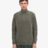 Camiseta de merino con jerséu de media cremallera - Verde oliva apagado