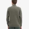Camiseta de merino con jerséu de media cremallera - Verde oliva apagado