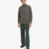 Camiseta de merino con jerséu de media cremallera - Verde oliva apagado