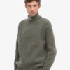Camiseta de merino con jerséu de media cremallera - Verde oliva apagado