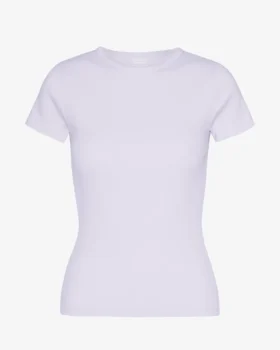 Camiseta de punto acanalado de algodón orgánico - Lavanda suave