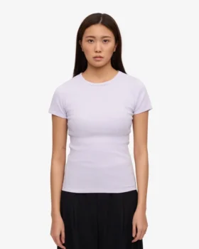 Camiseta de punto acanalado de algodón orgánico – Lavanda suave